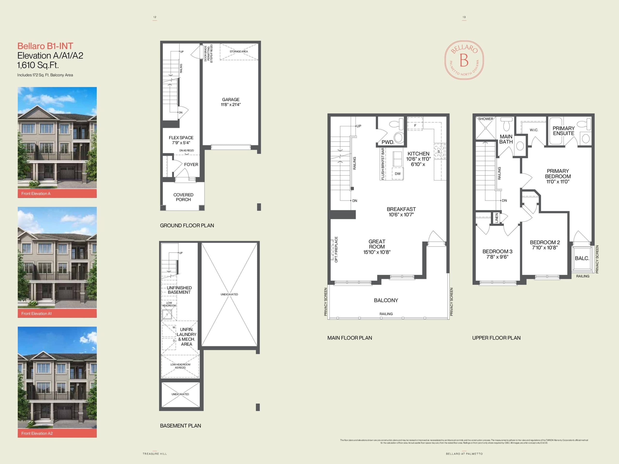 Bellagio B1 (Interior) Floor Plan at Bellaro at Palmetto by Treasure Hill - 1610 sq.ft