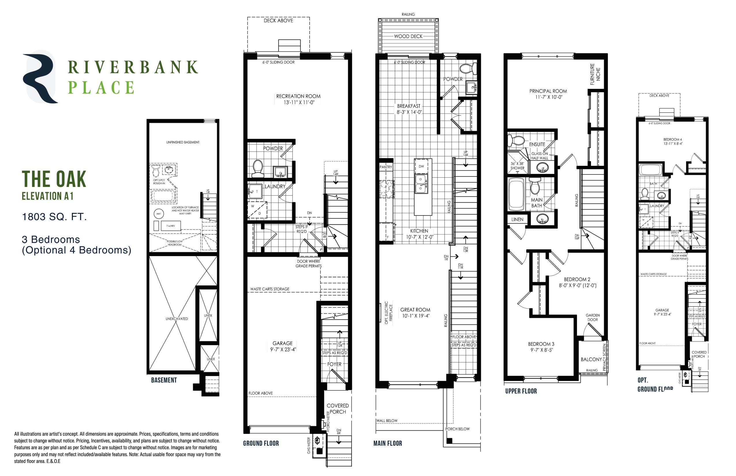 The Oak Floor Plan at Riverbank Place - 1803 sq.ft