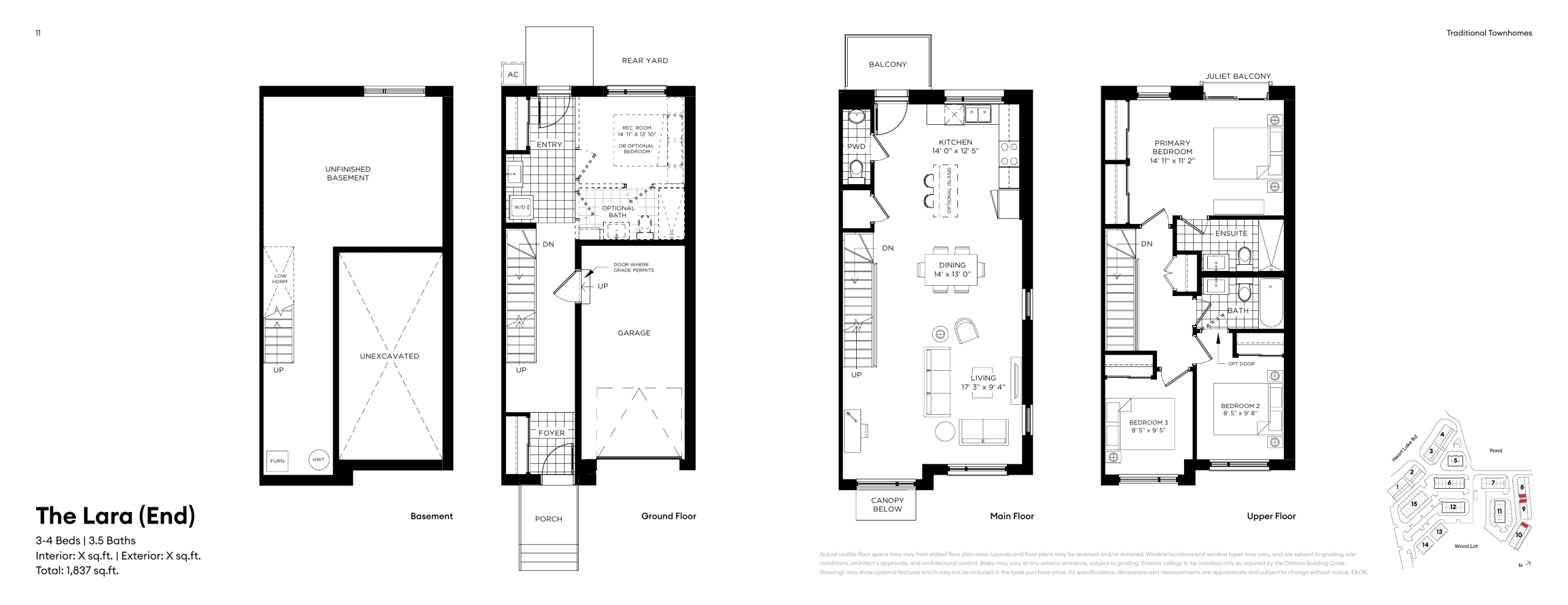 The Lara (End) Floor Plan at Heartlake Collection by Camcos Living - 1837 sq.ft