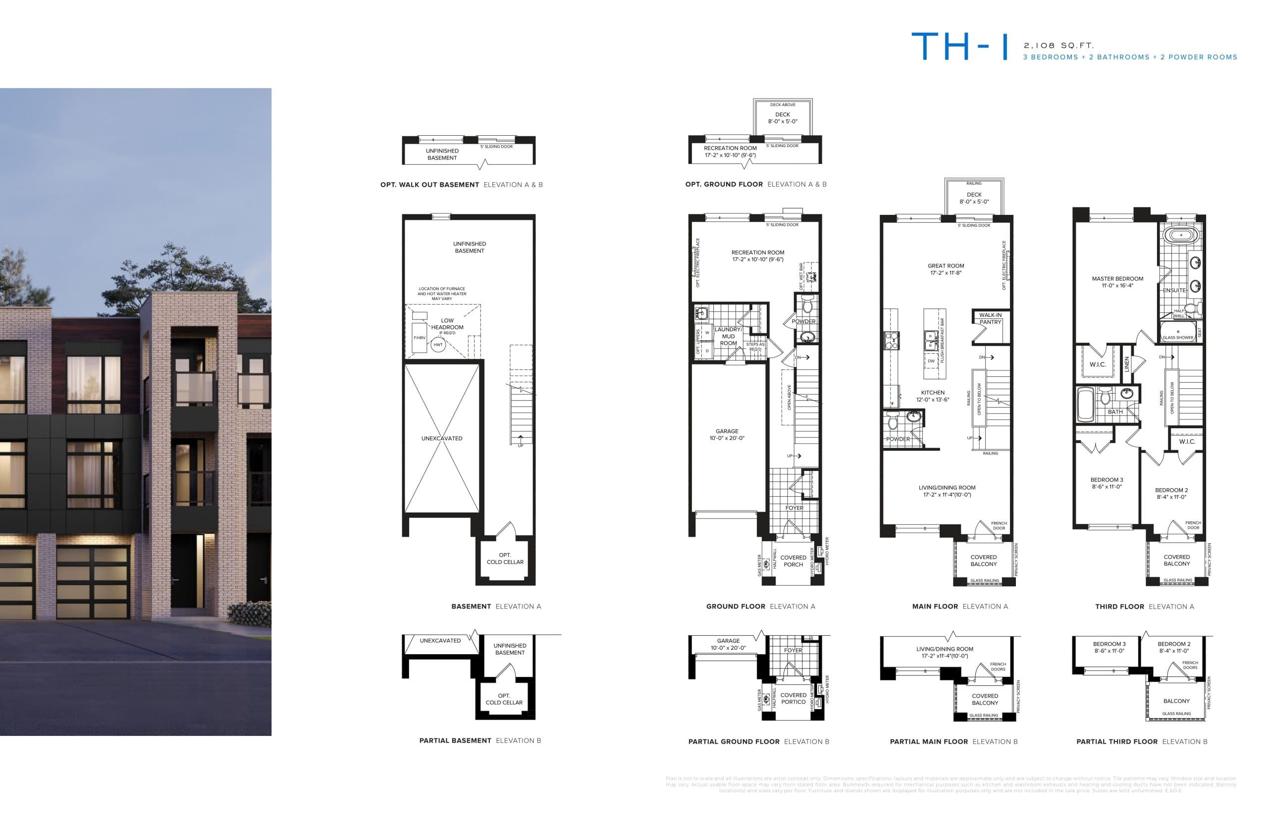 TH-1 Floor Plan at SXSW Ravine Towns - 2108 sq.ft