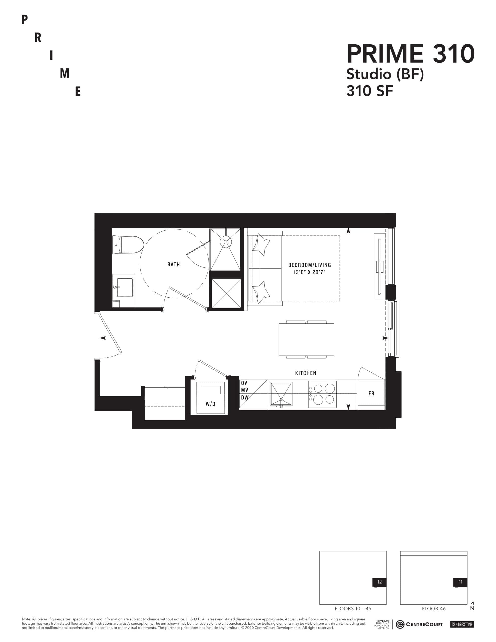 PRIME 310 Floor Plan at Prime Condos - 310 sq.ft