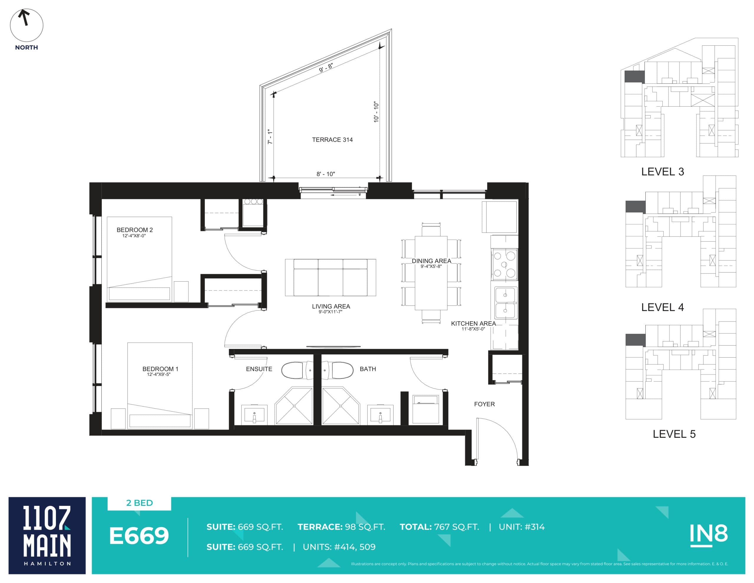 E669T Floor Plan at 1107 Main Condos - 669 sq.ft