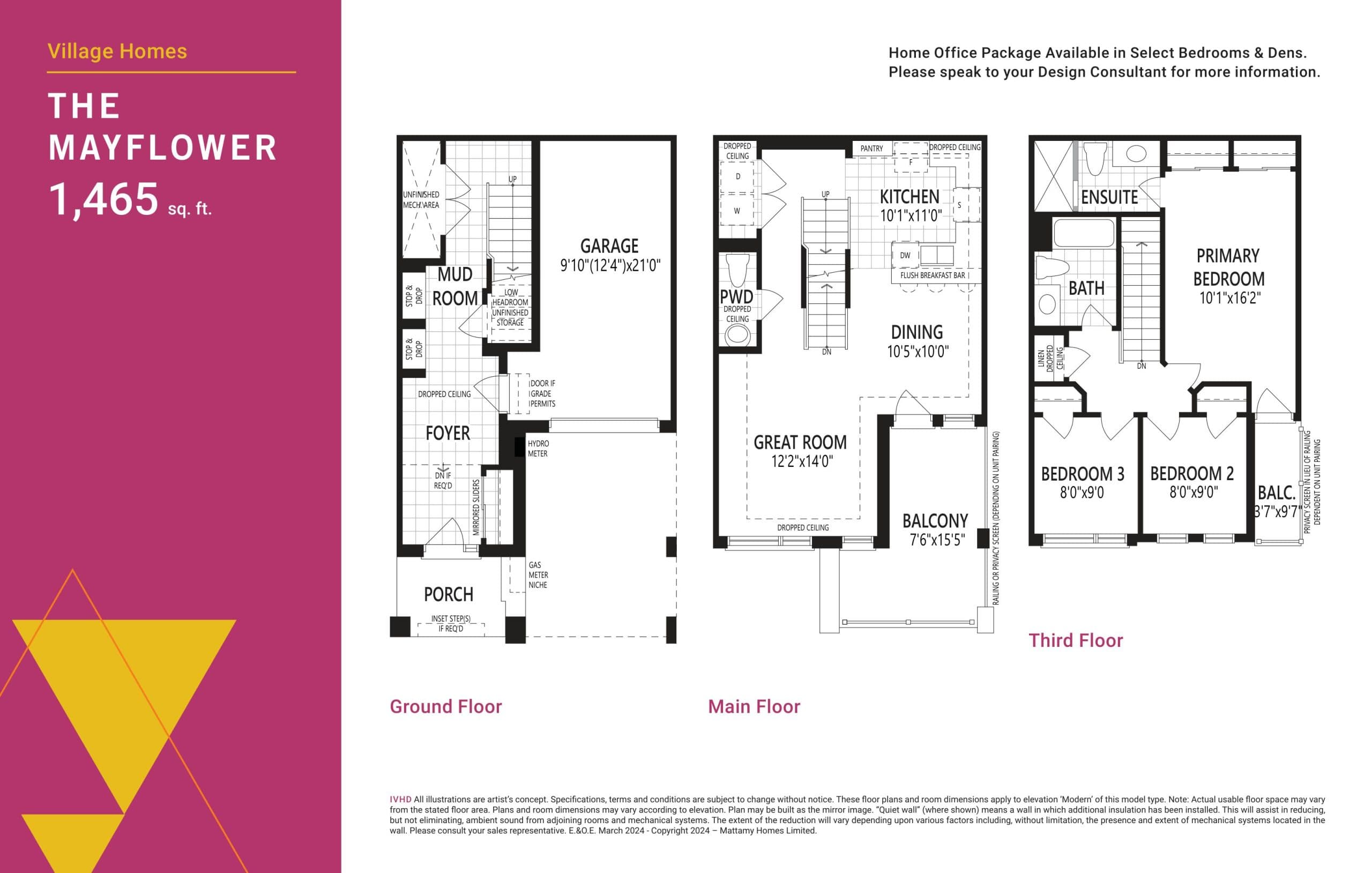 The Mayflower Floor Plan at Vicinity West Towns - 1465 sq.ft