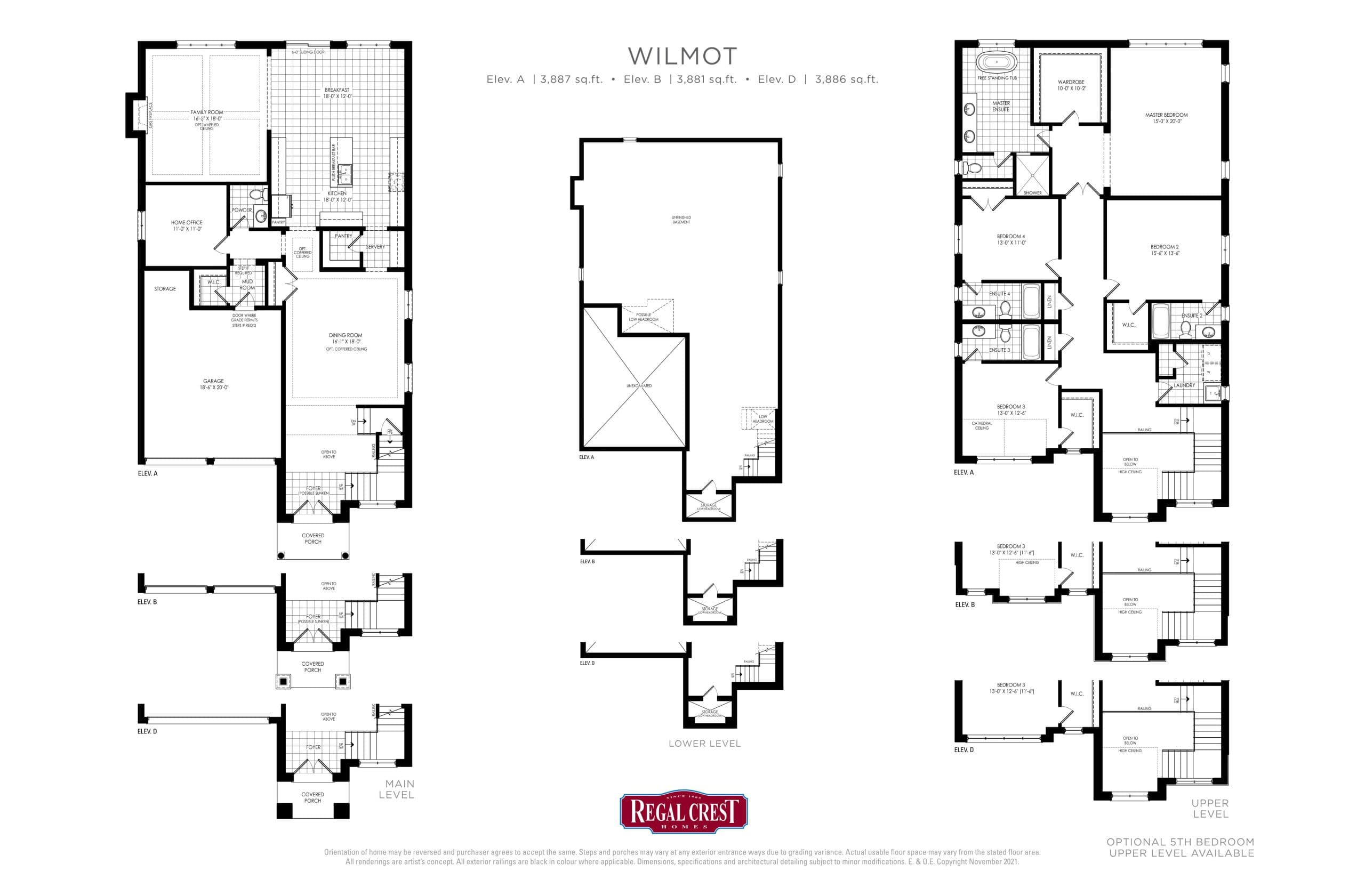 Wilmot Floor Plan at Bondhead Phase 2 by Regal Crest Homes - 3887 sq.ft