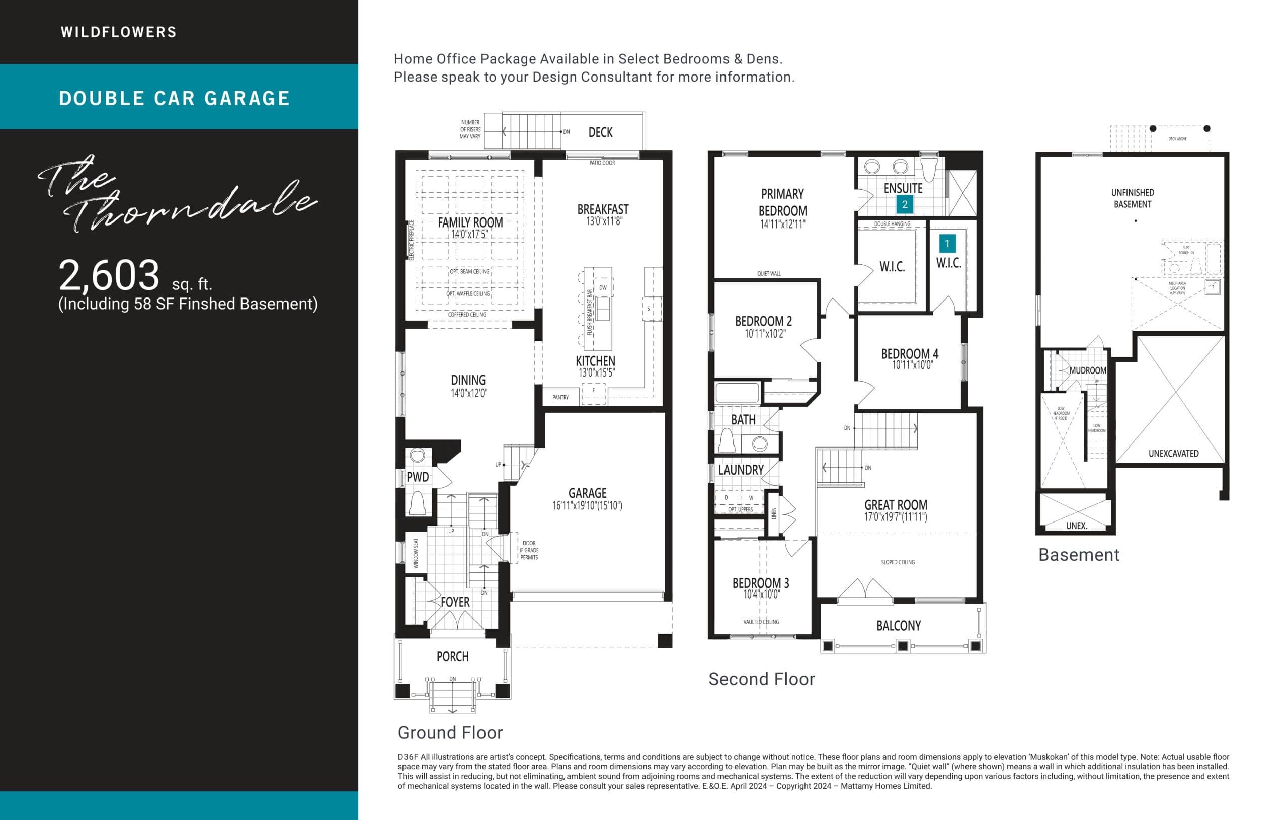 The Thorndale (Option) Floor Plan at Wildflowers Kitchener by Mattamy Homes - 2603 sq.ft