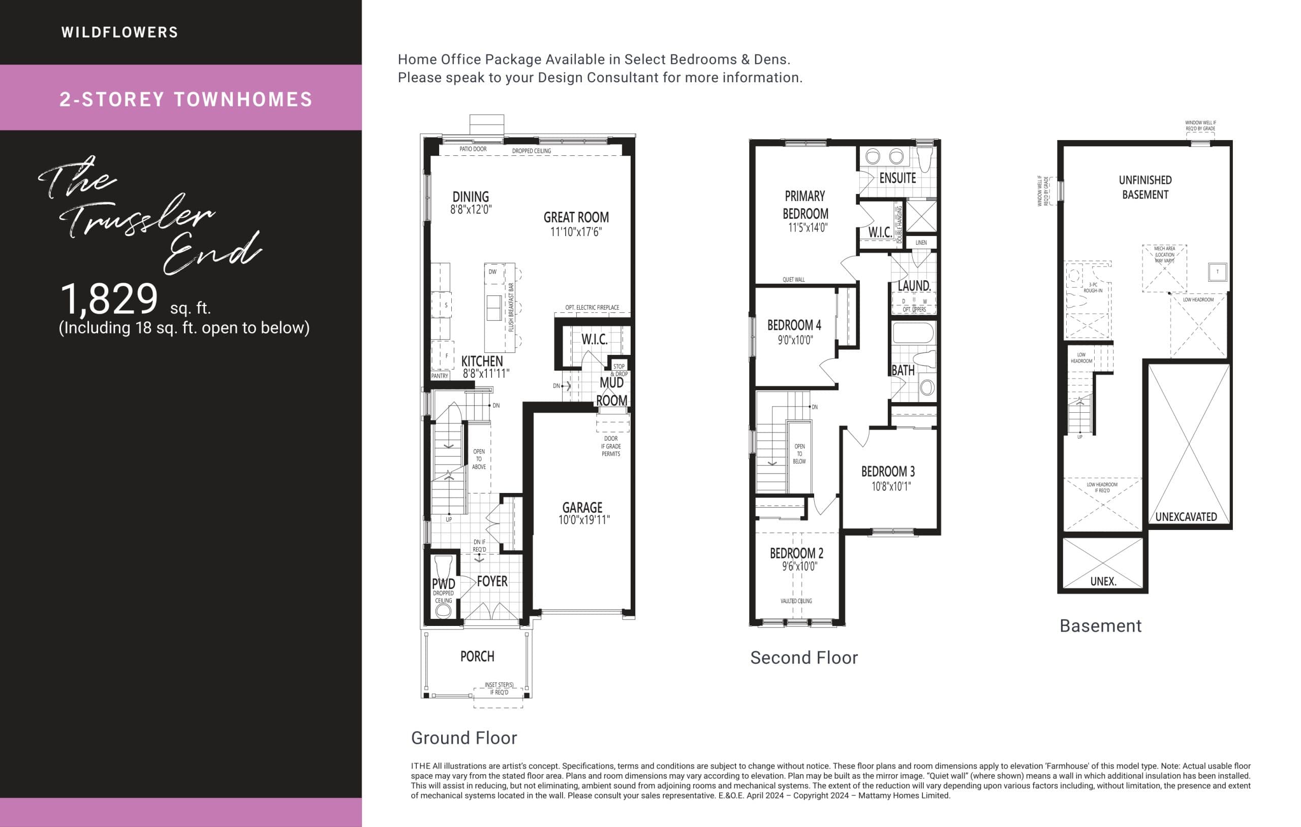 The Trussler End Floor Plan at Wildflowers Kitchener by Mattamy Homes - 1829 sq.ft