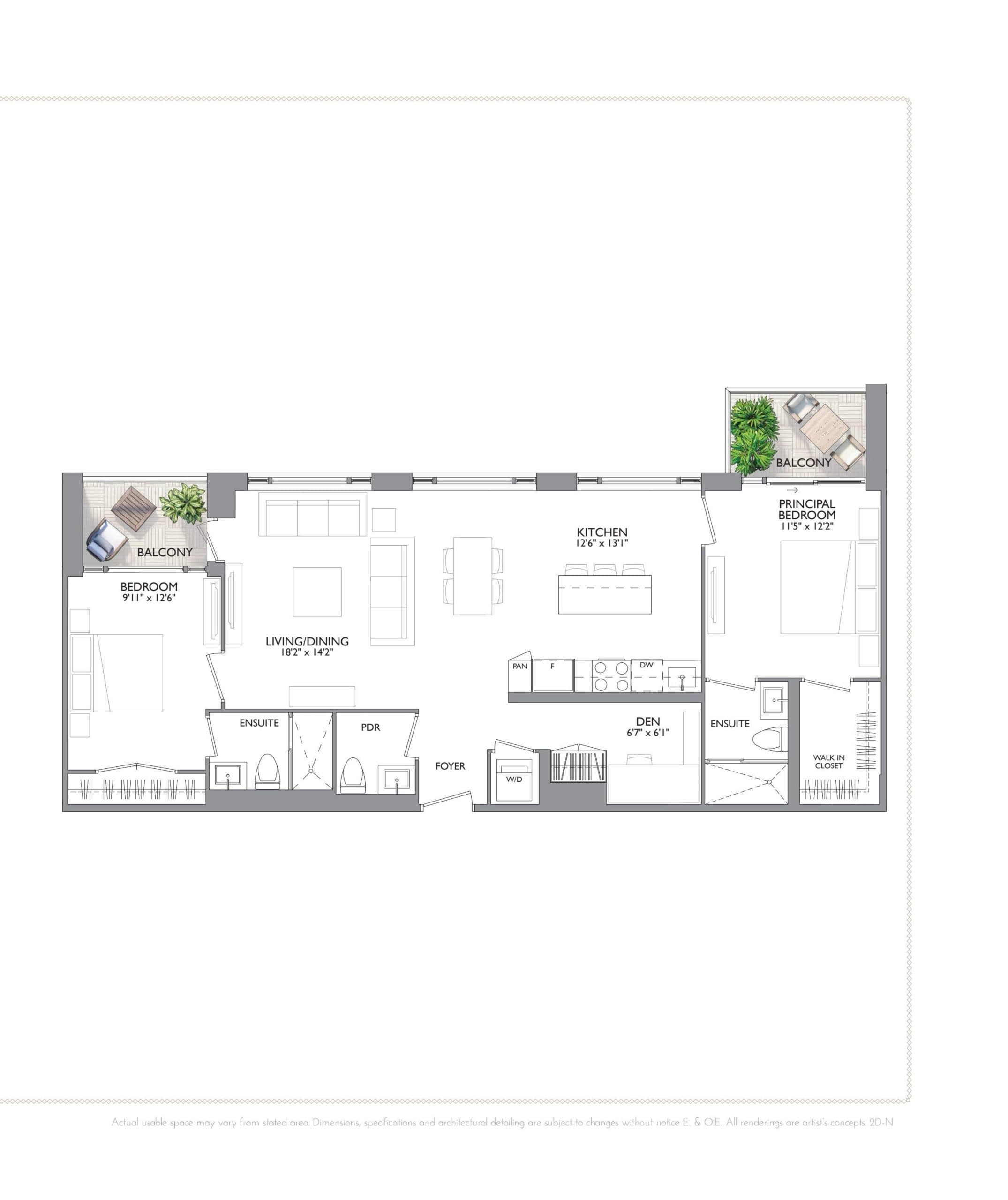 The Sapphire Floor Plan at Kingsway Grand Condos - 1130 sq.ft