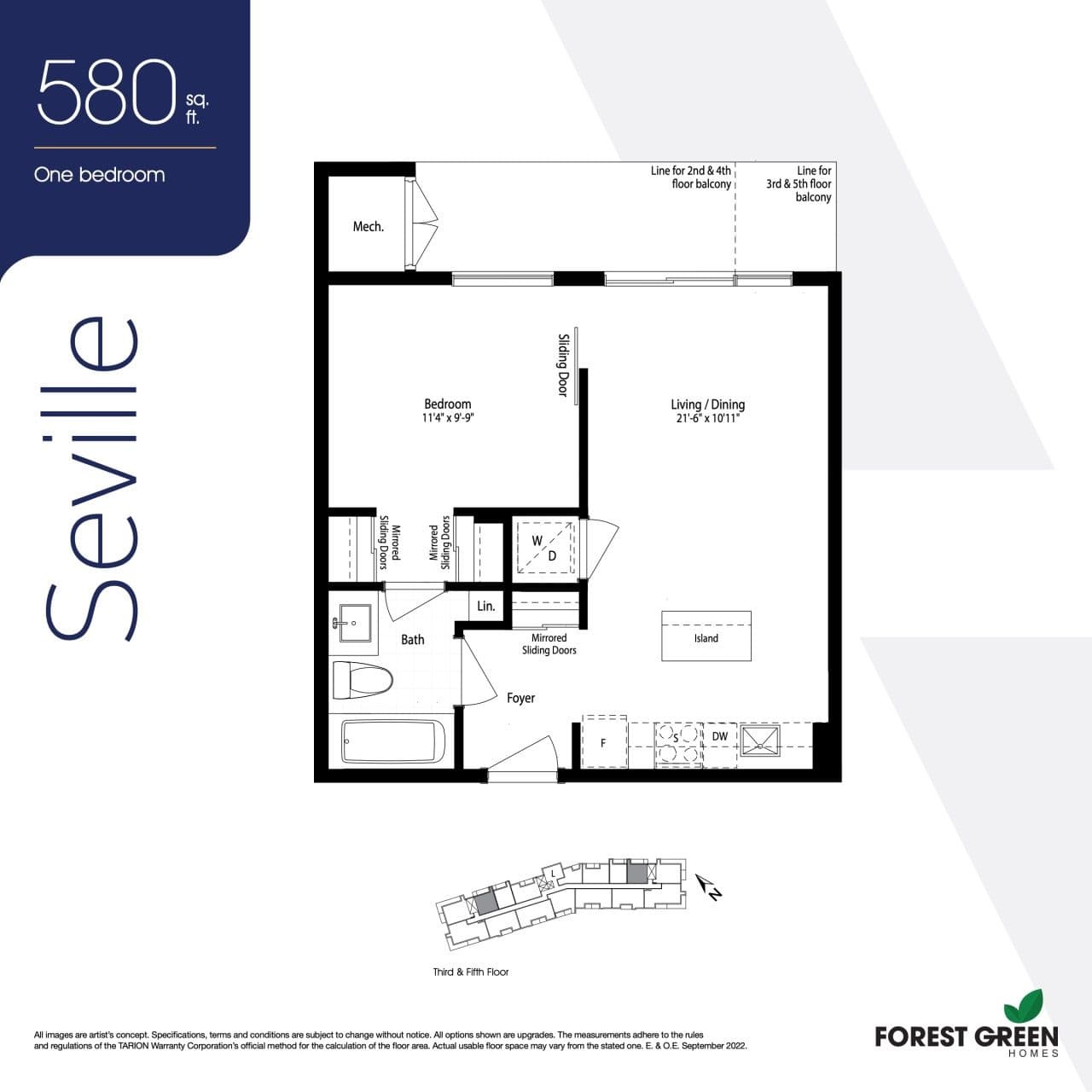 Seville Floor Plan at Vic Condos - 580 sq.ft