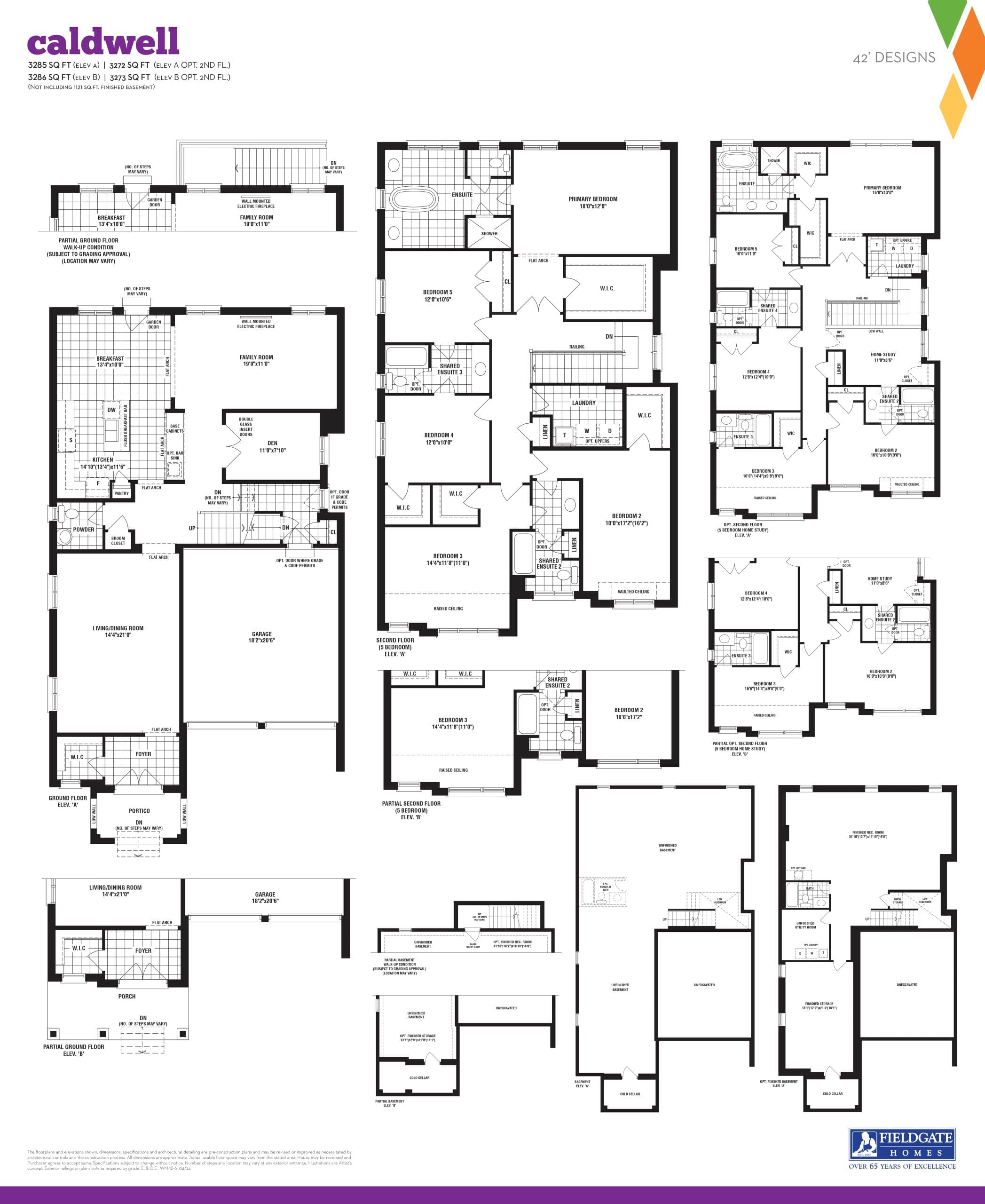 Caldwell Floor Plan at Whitby Meadows by Fieldgate Homes - 3285 sq.ft