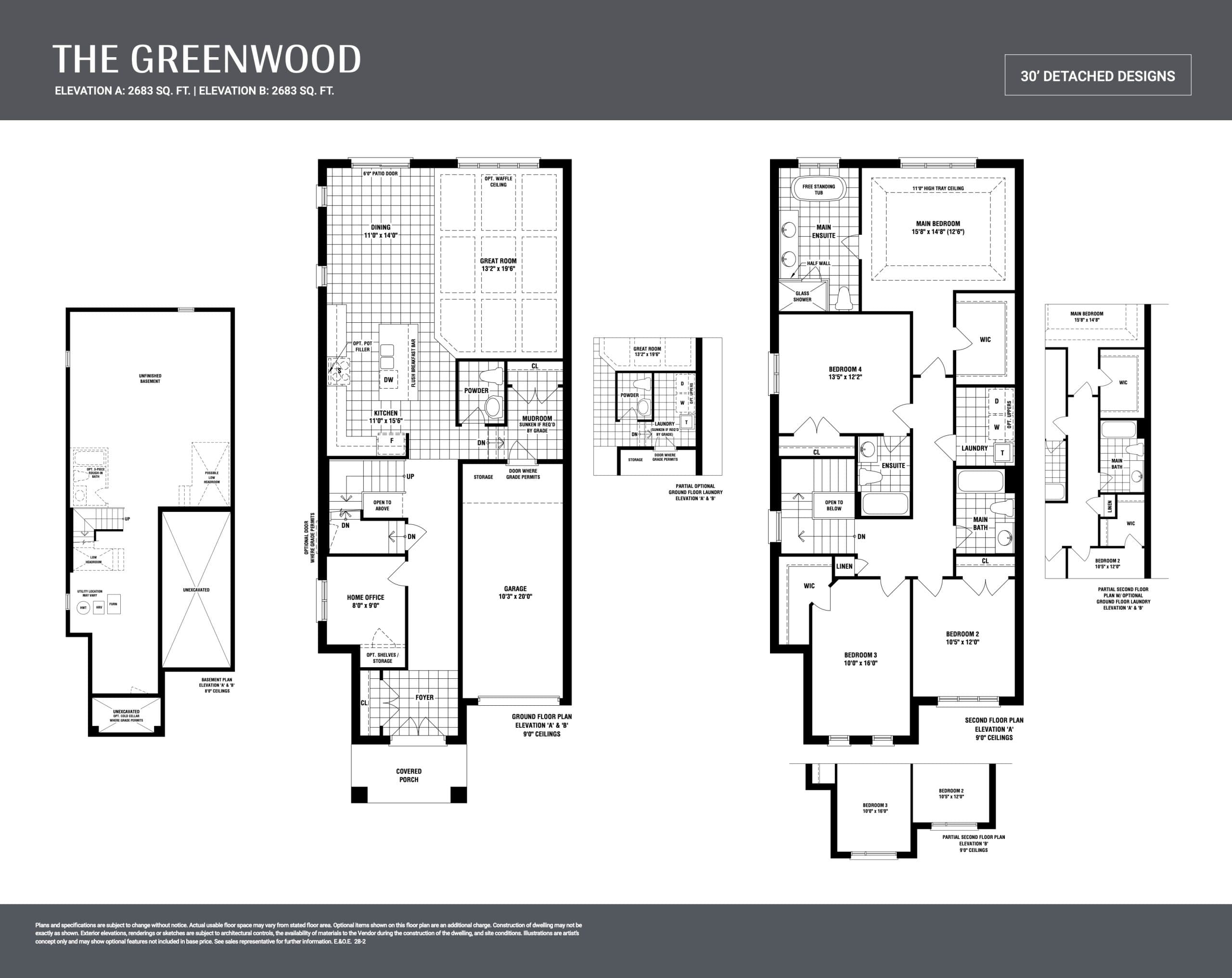 The Greenwood Floor Plan at Bond Head Towns - 2683 sq.ft