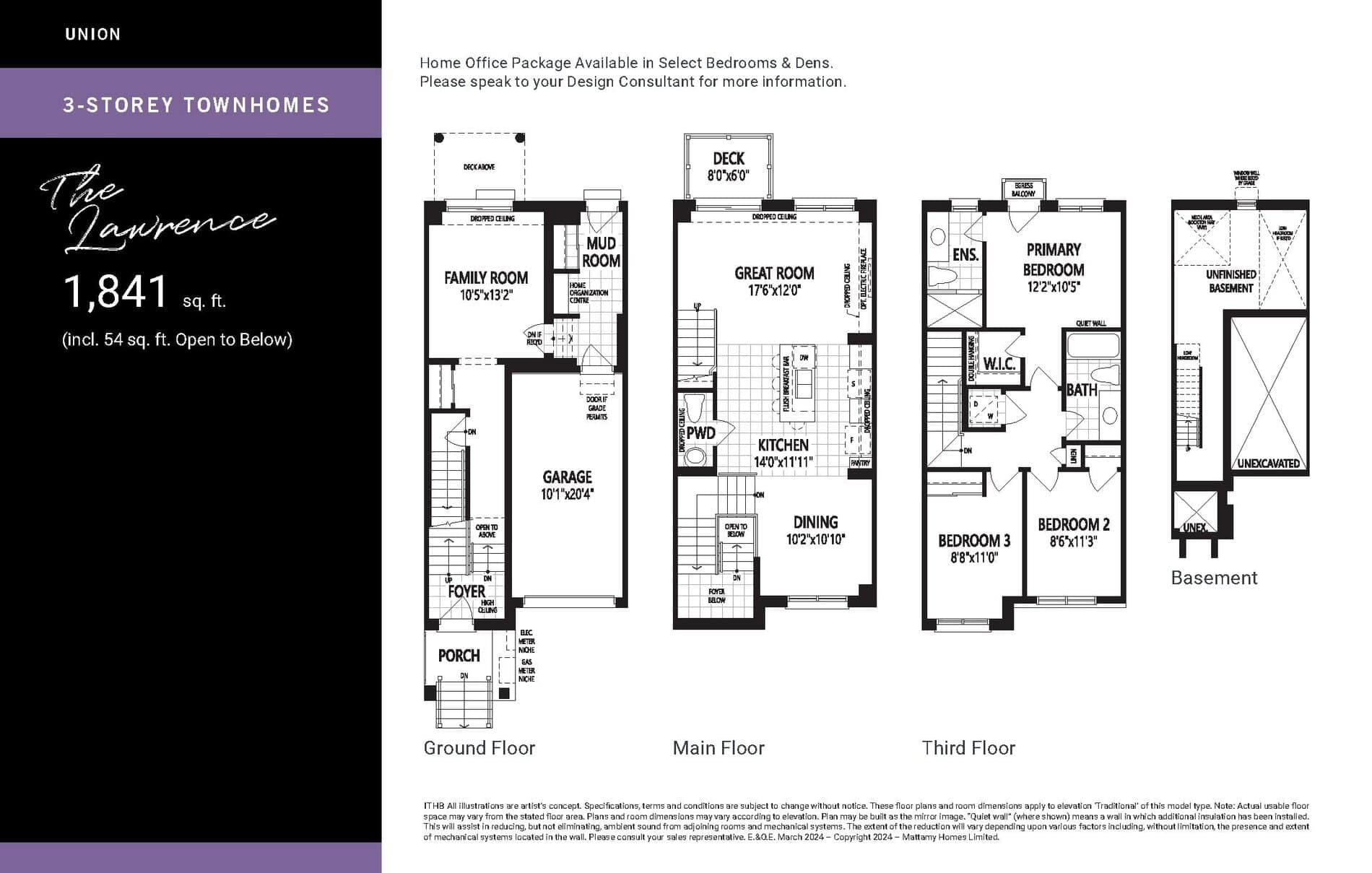 The Lawrence Floor Plan at Union Phase 3 by Mattamy Homes - 1841 sq.ft