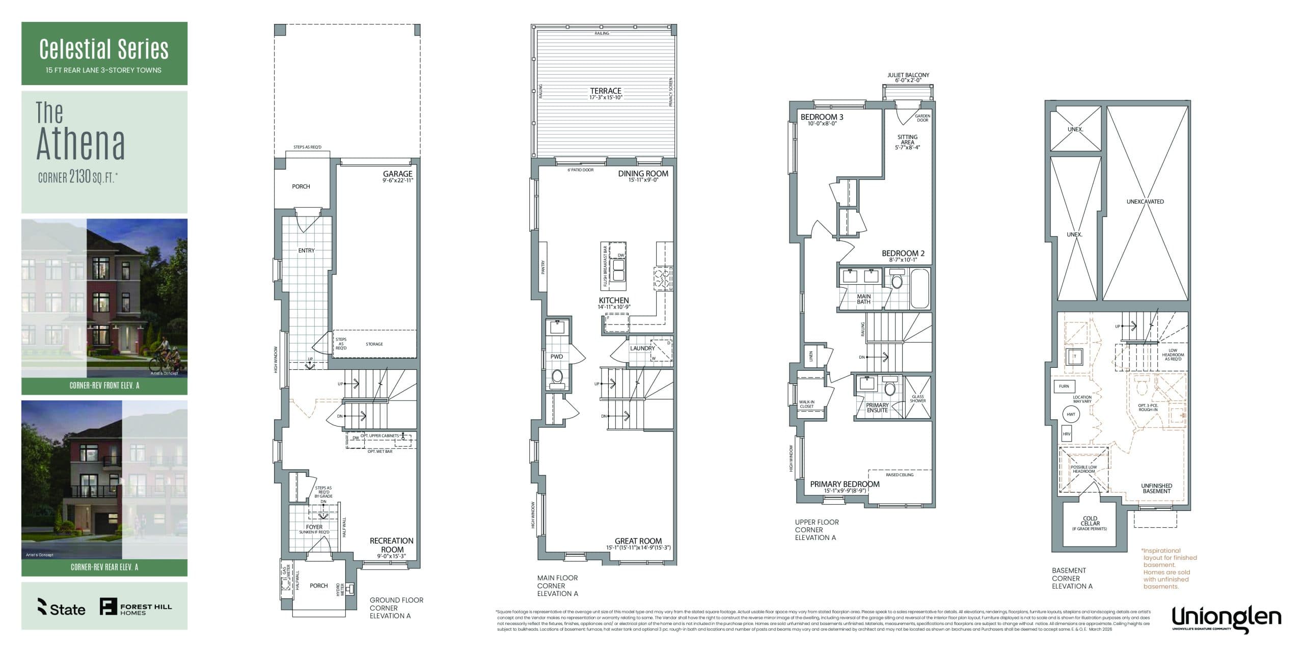 The Athena Floor Plan at Unionglen by Forest Hill Homes - 2130 sq.ft