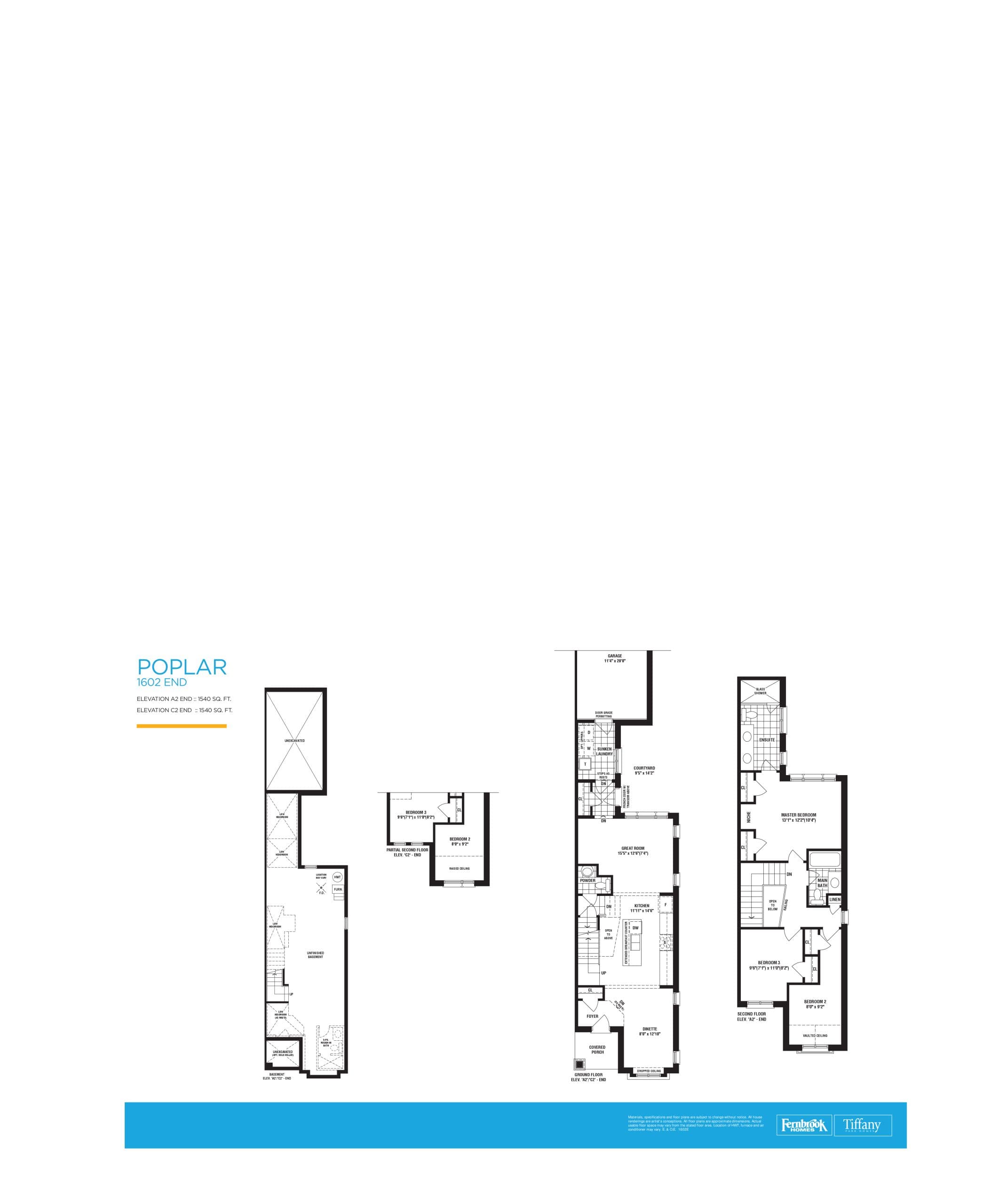 Poplar End Floor Plan at MVP Towns - 1540 sq.ft